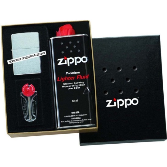 Подарочная коробка Zippo (кремни + топливо, 125 мл + место для широкой .