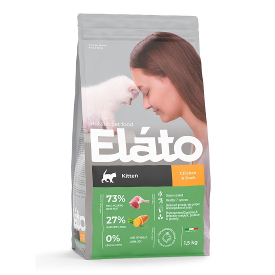 Корм сухой Elato Holistic для котят с курицей и уткой, полнорационный ...