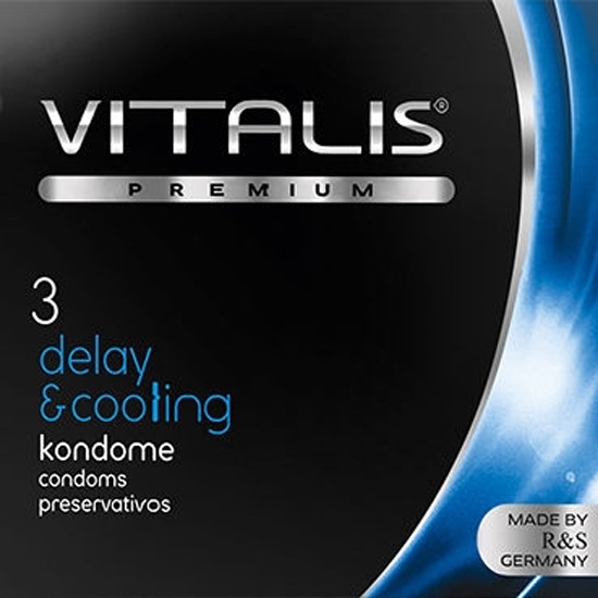Презервативы Vitalis Premium Delay&Cooling с охлаждающим эффектом, 3 шт 143200 - VITALIS - Продлевающие презервативы - Купить
