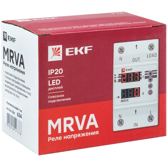 Реле напряжения и тока с дисплеем EKF PROxima MRVA 63A — купить в ...