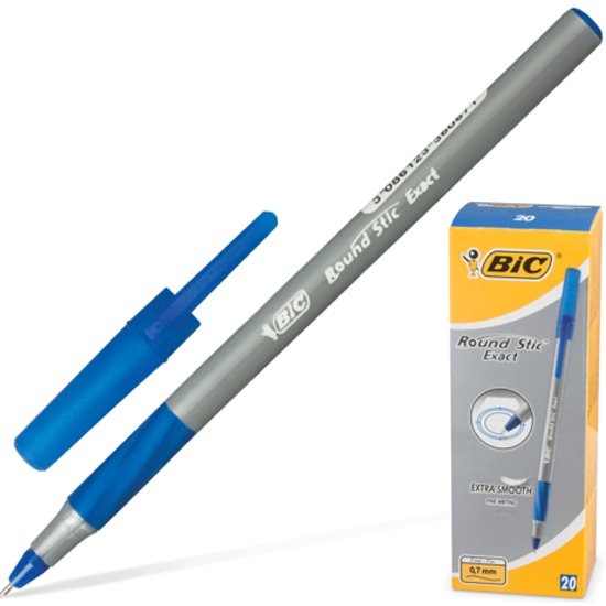 Ручка шариковая BIC Round Stic Exact, синяя, 0,7мм, грип 141767СН ...