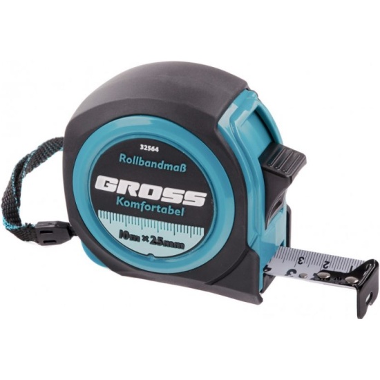 Рулетка GROSS 32564, Komfortabel 10 м х 25 мм, обрезиненный корпус ...