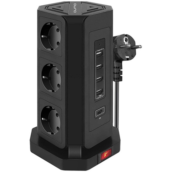 Сетевой фильтр QUMO Power Tower PRO PD 8SP4U (P-0004)(9 розеток, 3*1 ...