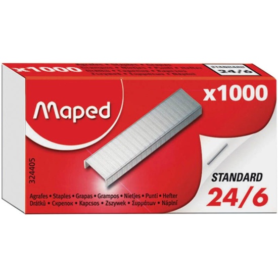 Скобы для степлера Maped Standard №24/6 никелированные, 1000 шт/уп ...