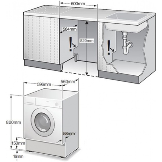 Какая высота стиральной машины под столешницу