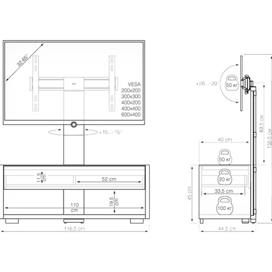 Holder tv 42110 черный стол