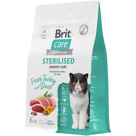 Корм сухой BRIT CARE Cat Sterilised Urinary Care для стерилизованных ...