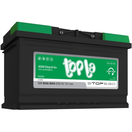 Аккумулятор TOPLA L4 AGM TAG80 (114080), 315x175x190, обратная ...