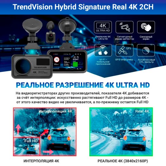 Видеорегистратор TrendVision Hybrid Signature Real 4K 2CH — купить в ...