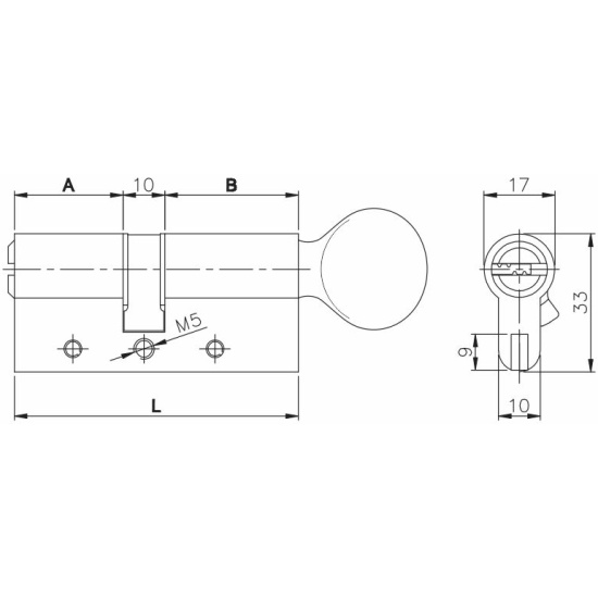 Цилиндровый механизм с вертушкой KALE KILIT 164 DBM-E/70 (30+10+30) mm ...