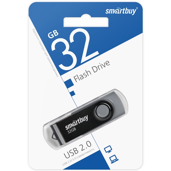 USB флешка 32Gb SmartBuy Twist black USB 2.0 SB032GB2TWK — купить в ...