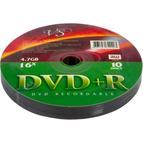 Диск VS DVD+R 4,7 GB 16x Shrink/10 VSDVDPRS1001 — купить по низкой цене ...