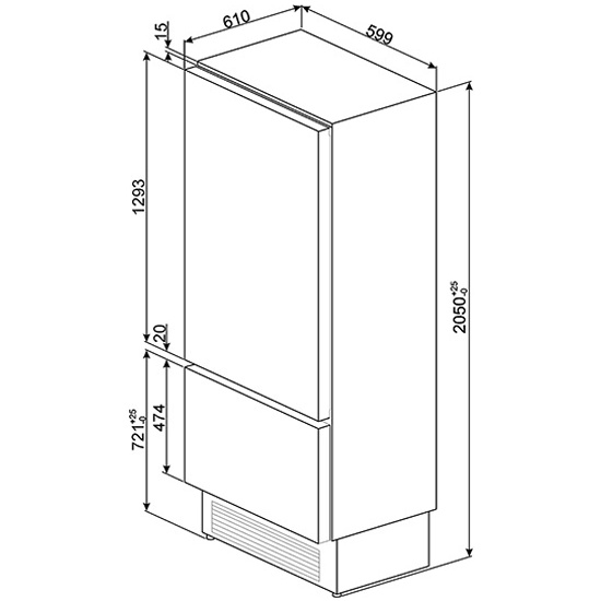 Глубина шкафа для встроенного холодильника