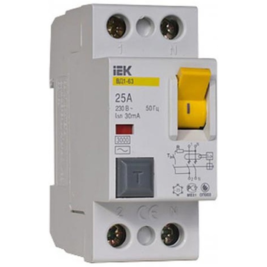Дифференциальный автомат IEK ВД1-63 1P+N 25А 30мА тип AC MDV10-2-025-030 - купить в интернет магазине с доставкой, цены, описание, характеристики, отзывы