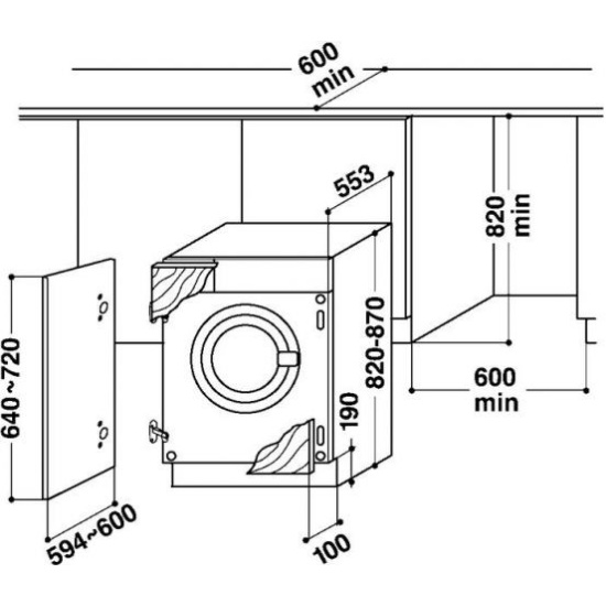 Расстояние от стиральной машины до столешницы