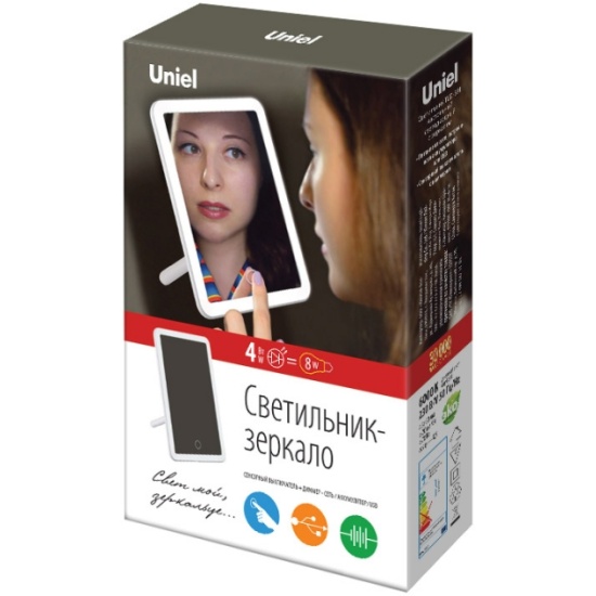 Косметическое зеркало Uniel TLD-591 White/LED/80Lm/6000K/Dim 4W аккум ...