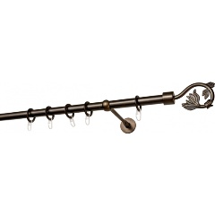 Изображение товара Карниз металлический однорядный УЮТ ОСТ диаметр 20мм с наконечниками Крокус, шоколад, 200см