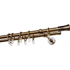 Изображение товара Карниз металлический двухрядный УЮТ ОСТ диаметр 20мм с наконечниками Гиро, бронза, 240см