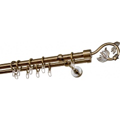 Изображение товара Карниз металлический двухрядный УЮТ ОСТ диаметр 20мм с наконечниками Крокус, бронза, составной, 280см