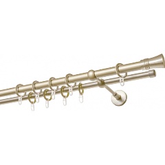 Изображение товара Карниз металлический двухрядный УЮТ ОСТ диаметр 20мм с наконечниками Гиро, шампань, составной, 320см