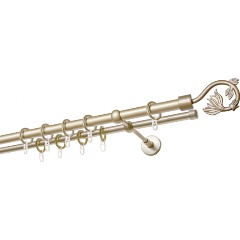Изображение товара Карниз металлический двухрядный УЮТ ОСТ диаметр 20мм с наконечниками Крокус, шампань, 200см