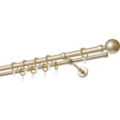 Изображение товара Карниз металлический двухрядный УЮТ ОСТ диаметр 20мм с наконечниками Шар, шампань, составной, 320см