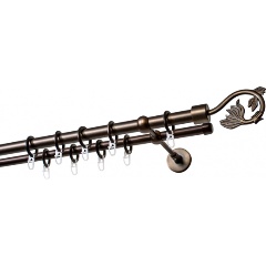 Изображение товара Карниз металлический двухрядный УЮТ ОСТ диаметр 20мм с наконечниками Крокус, шоколад, составной, 320см