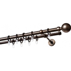 Изображение товара Металлический двухрядный карниз УЮТ ОСТ 20мм, шоколад, длина 280см