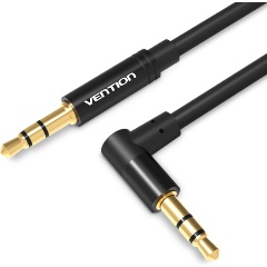 Изображение товара Кабель Vention аудио Jack 3,5 mm M/Jack 3,5 mm M угол 90 - 1,5м Черный