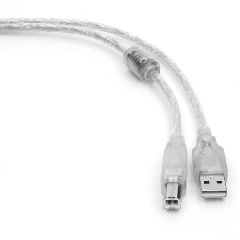Изображение товара Кабель USB 2.0 Pro Cablexpert CCF-USB2-AMBM-TR-6, AM/BM, 1,8м, экран, феррит.кольцо, прозрачный
