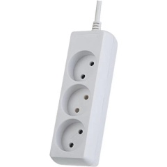 Изображение товара Сетевой удлинитель Perfeo без заземления "POWERLIGHT", 5,0м, 3 розетки, белый (PF-PL-3/5,0-W)