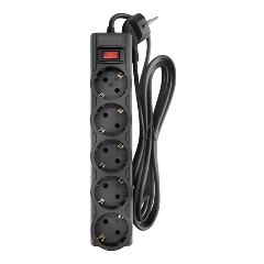 Изображение товара Сетевой фильтр CBR CSF 2505-5.0 Black PC, 5 евророзеток, 5 метров, чёрный