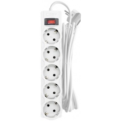 Изображение товара Сетевой фильтр CBR CSF 2505-5.0 White CB, 5 евророзеток, 5 метров, белый