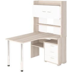 Изображение товара Стол компьютерный МЭРДЭС СР-133-150 КБЕ-ЛЕВ с надстройкой белый бежевый