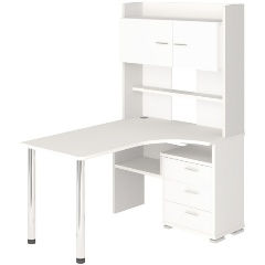 Изображение товара Стол компьютерный МЭРДЭС СР-133-150 БЕ-ЛЕВ Белый с надстройкой ДОМИНО