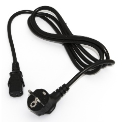 Изображение товара Кабель питания компьютера Hyperline PWC-IEC13-SHM-3.0-BK (Schuko+C13) (3x1.0), 10A, угловая вилка, 3м, цвет черный