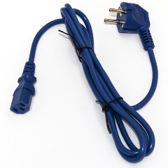 Изображение товара Кабель питания компьютера Hyperline PWC-IEC13-SHM-3.0-BL (Schuko+C13) (3x1.0), 10A, угловая вилка, 3м, цвет синий