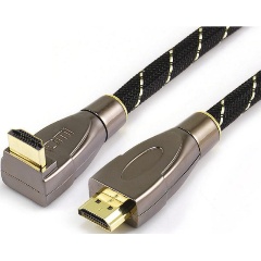 Изображение товара Кабель HDMI Wize WAVC-HDMIRA-10M, v.2.0, 19M/19M, 4K/60 Hz 4:4:4, 26 AWG, HDCP 1.4, HDCP 2.2, Ethernet, позол.угловой разъем, экран, черный, 10м