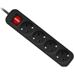 Изображение товара Сетевой фильтр Defender G430 4 розетки, выключатель 3.0 м черный (99338)