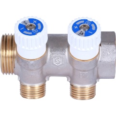 Изображение товара Коллектор распределительный STOUT SMB 6852 341202 3/4", 2 отвода 1/2" плоское уплотнение