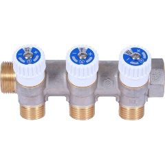 Изображение товара Коллектор распределительный STOUT SMB 6852 341203 3/4", 3 отвода 1/2" плоское уплотнение