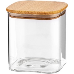 Изображение товара Банка для сыпучих продуктов из стекла с бамбуковой крышкой TECO TC-J500-06, 500 мл