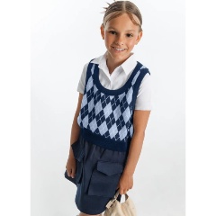 Изображение товара Жилет AMAROBABY KNIT Romb AB-OD23-KNIT10R/2019 детский, цвет синий/голубой, размер 140