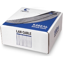Изображение товара Кабель витая пара UTP (U/UTP) Cabeus UTP-4P-Cat.6-SOLID-GY-100 кат. 6, 4 пары (23 AWG), одножильный, PVC нг(А)-LS, серый (100 м)
