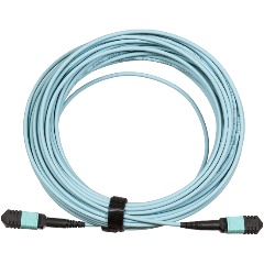 Изображение товара Сборка кабельная TopLan MPO-MPO, 12 волокон OM3, тип B (Key Up-Key Up), низкие потери, LSZH, 45 м, аква