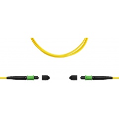 Изображение товара Сборка кабельная TopLan MPO-MPO, 12 волокон OS2, тип B (Key Up-Key Up), низкие потери, LSZH, 100 м, желтая