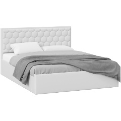 Изображение товара Кровать ТРИЯ Порто Универсальная с ПМ (1600) и заглушиной Экокожа белая Polo