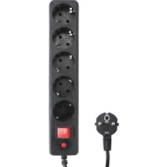 Изображение товара Сетевой фильтр Гарнизон 5 розеток 3м черный безопасное подключение