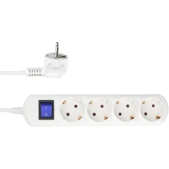 Изображение товара Удлинитель PowerCube 5 м, 4 розетки с заземлением, выключатель 16А, черный