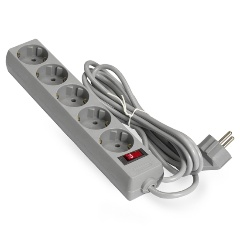Изображение товара Сетевой фильтр ExeGate SP-5-3G (5 евророзетки, 3м, выключатель, серый)